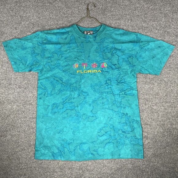 Other - Florida Vintage 80s 90s Y2K T Shirt Short Sleeve‎ Mens S/M Tie Dye Blue